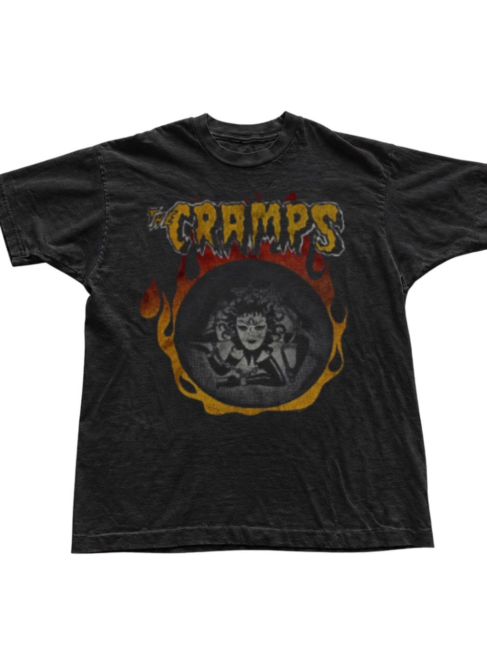 L Black Short Sleeve The Cramps Flame Graphic Tee